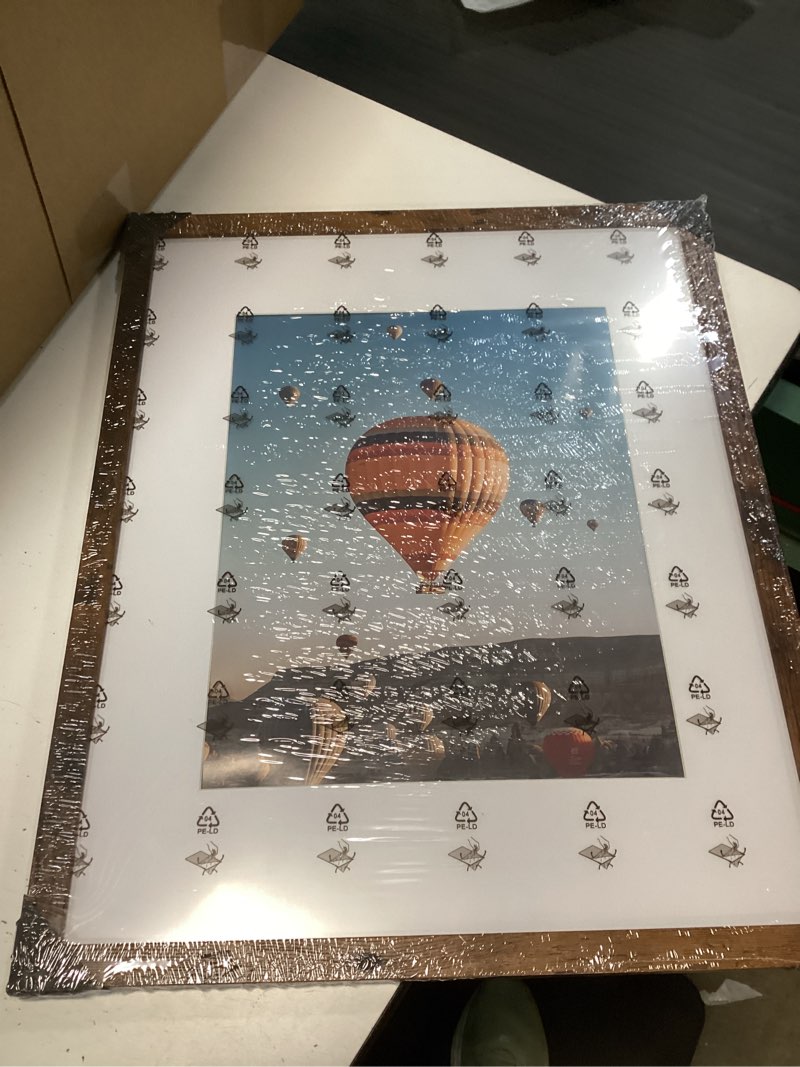 Condition photo showing Good Condition for wood 16x20 picture frame with 11x14 mat deep brown, display 11x14 with mat or 16x20 without mat, wood 16 by 20 photo frame, 16 x 20 frame for wall hanging display, deep brown 1 16x20 inch