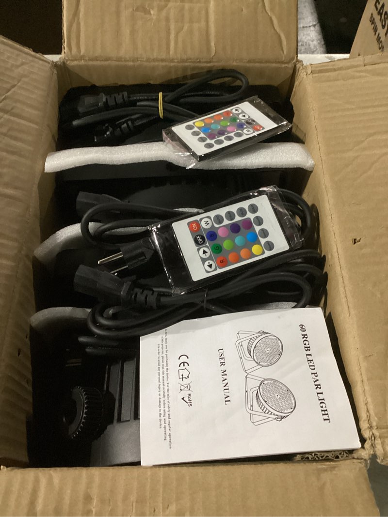 Condition photo showing Good Condition for Stage Par Lights,90W 60 LED RGB Stage Par Light DJ Can Lights Sound Activated Auto Play by Remote&DMX Control DJ Stage Party Lighting for Events Wedding Church Party DJ Live Show 4Pack