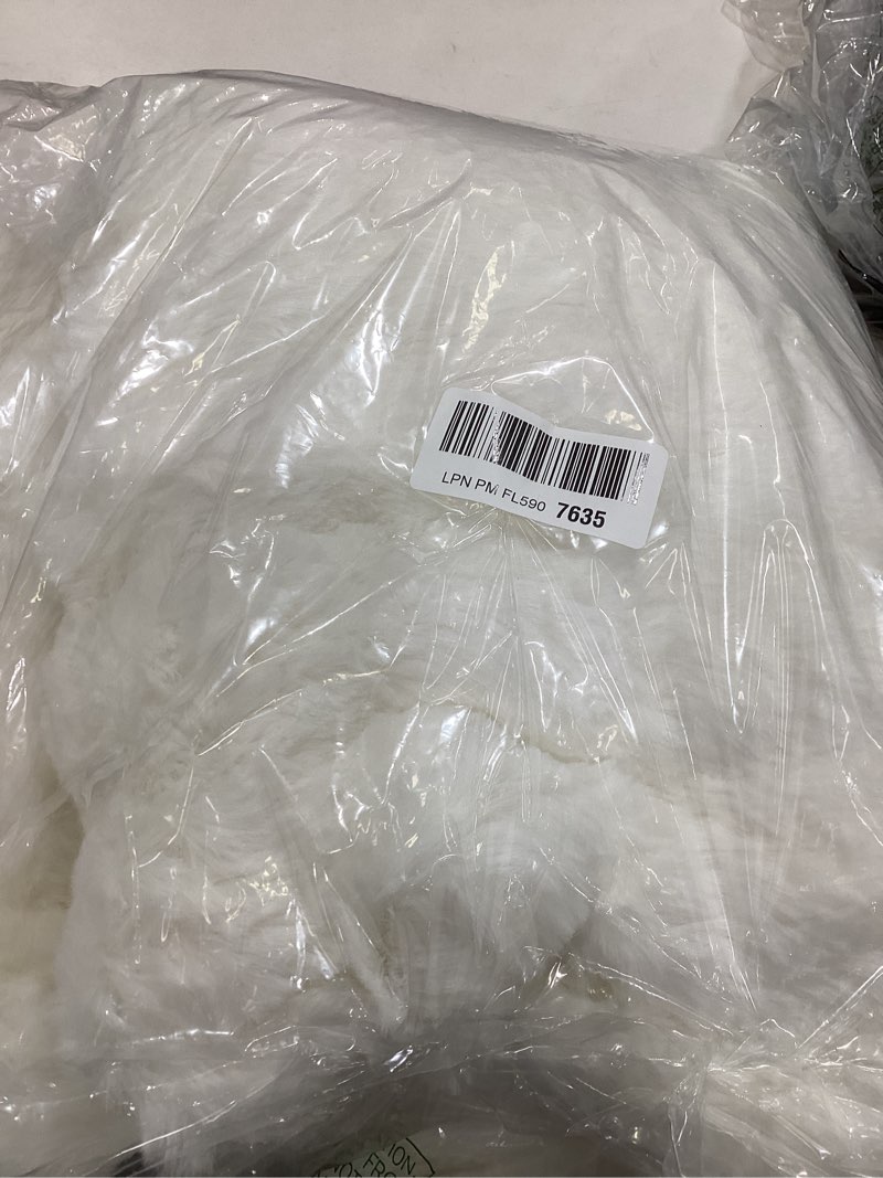 Condition photo showing Good Condition for Lotus Karen Faux Fur Throw Blanket Cream White - Big Bubble Rabbit Fluff Blanket for Couch, Small Fluffy Fuzzy Cozy Blanket, Thick Furry Plush Shaggy Blankets, 50x60 Inches Cream White Throw (50" x 60")