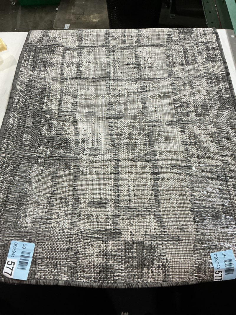 Condition photo showing Good Condition for couristan charm tiverton indoor/outdoor area rug  2 2  x 4 3   anthracite-light gray