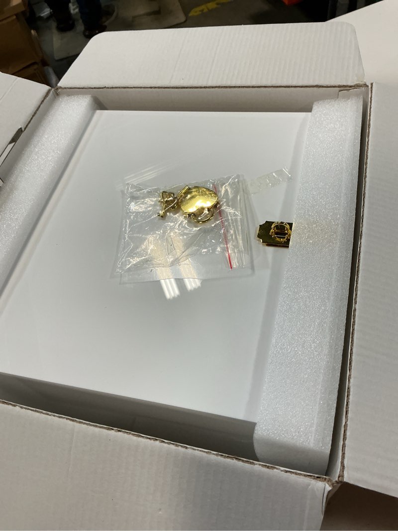 Condition photo showing Good Condition for uniqooo white & gold heart lock acrylic card box, modern diy wedding & occasion box, 10x10x5.5 inches diy white & gold