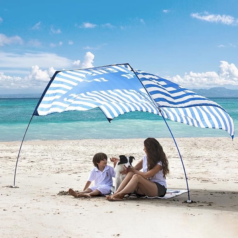 ALYCASO Beach Shade Sun Canopy Tent Shelter, Wind Canopy for Beach, Backyard, Park, Dessert, Light Weight, Easy Set Up, 78 Sq. Ft. of Shade for 1-3 People, Lite Regatta Jellyfish