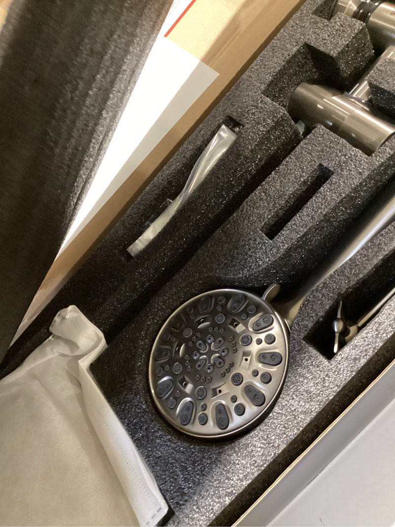 Condition photo showing Good Condition for Rainfall 8 Inch Shower Head with High Pressure Handheld Spray Combo, Drill-Free Slide Bar with Adjustable Shower Extension Arm, 3-Way Low Diverter for Easy Reach, 5Ft Hose- Matte Black