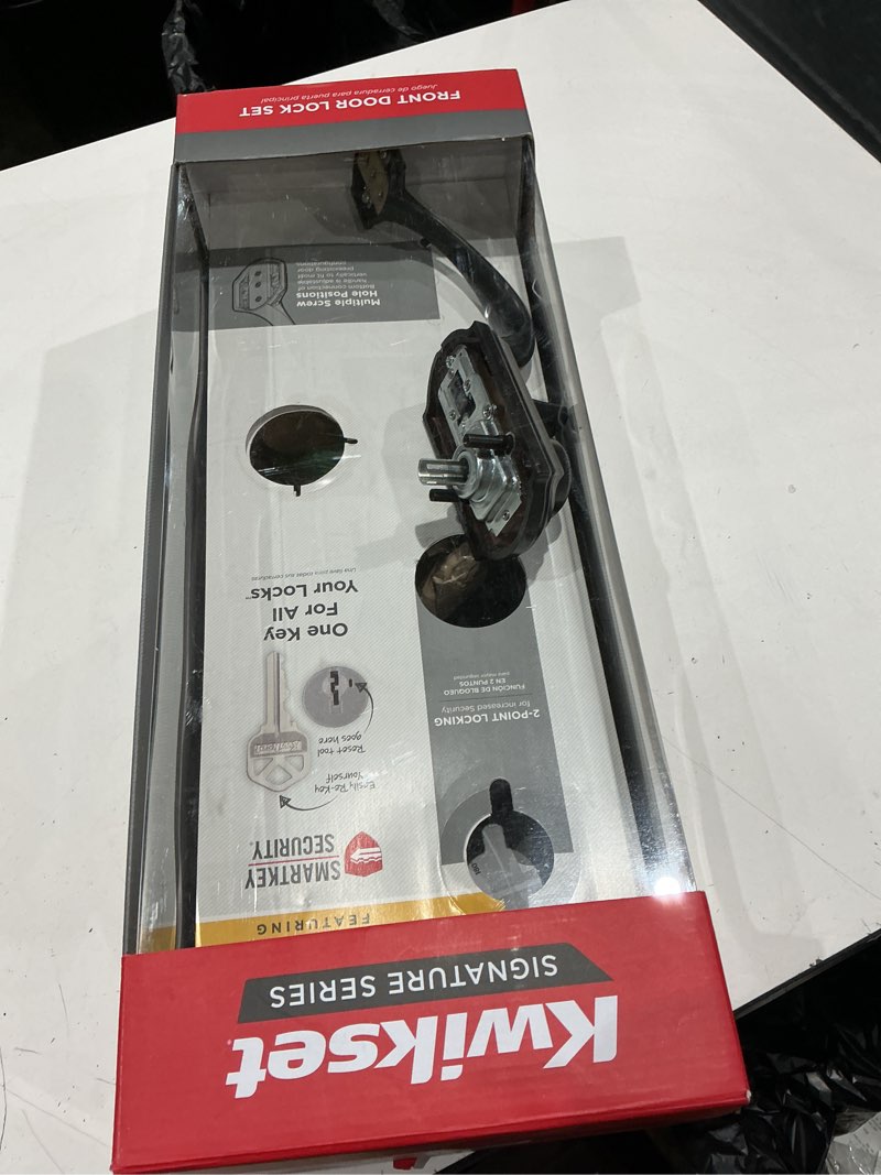 Condition photo showing As Is for kwikset montara venetian bronze single cylinder door handleset with juno entry door knob featuring smartkey security (incomplete )