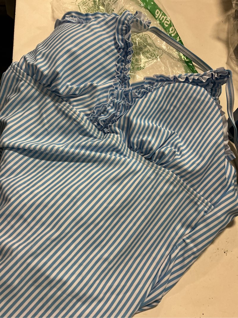 Condition photo showing Good Condition for aleumdr womens tankini bathing suit tie knot 2026 summer two piece swimsuit printed swim tank top with high waisted bottom large blue striped