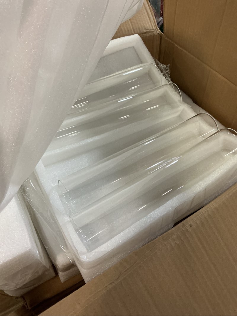 Condition photo showing Good Condition for (missing pieces) teenyyou 12 set glass hurricane candle holders 11.8\" open ended glass candleholder tube shape bottomless and 1.26\" taper clear candlestick holders for wedding party table centerpiece
