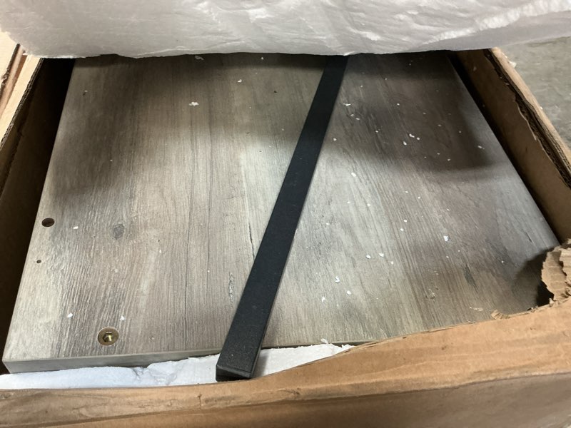 Condition photo showing As Is for garvee industrial tv stand for 65+ inch tv, rustic grey, high-density mdf & metal, storage & mesh door, living room & farmhouse