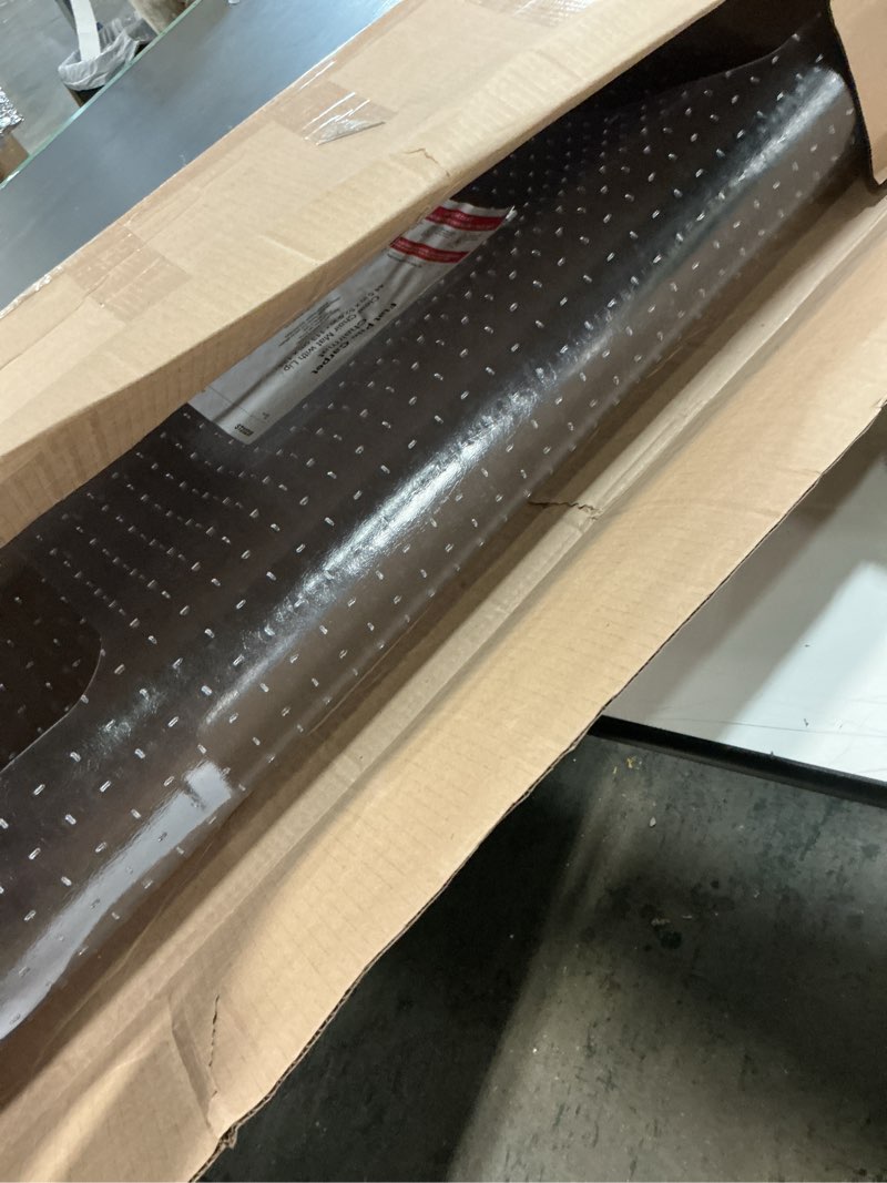 Condition photo showing Good Condition for Delamu Chair Mat for Hardwood Floor, 45"×53" Large Office Desk Mat for Rolling Chairs, Computer Gaming Desk Mat, Floor Protector for Home Office, Transparent, Not for Carpet