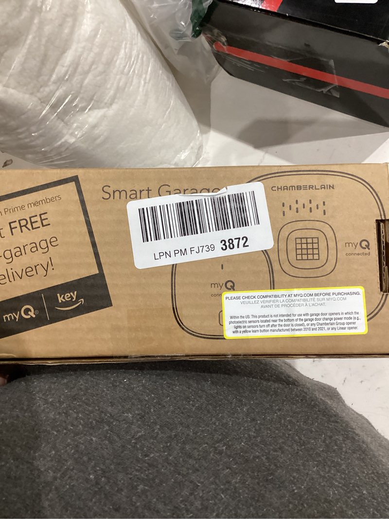 Condition photo showing New/Like New for CHAMBERLAIN Smart Garage Control - Wireless Garage Hub and Sensor with Wifi & Bluetooth - Smartphone Controlled, myQ-G0401-ES, White