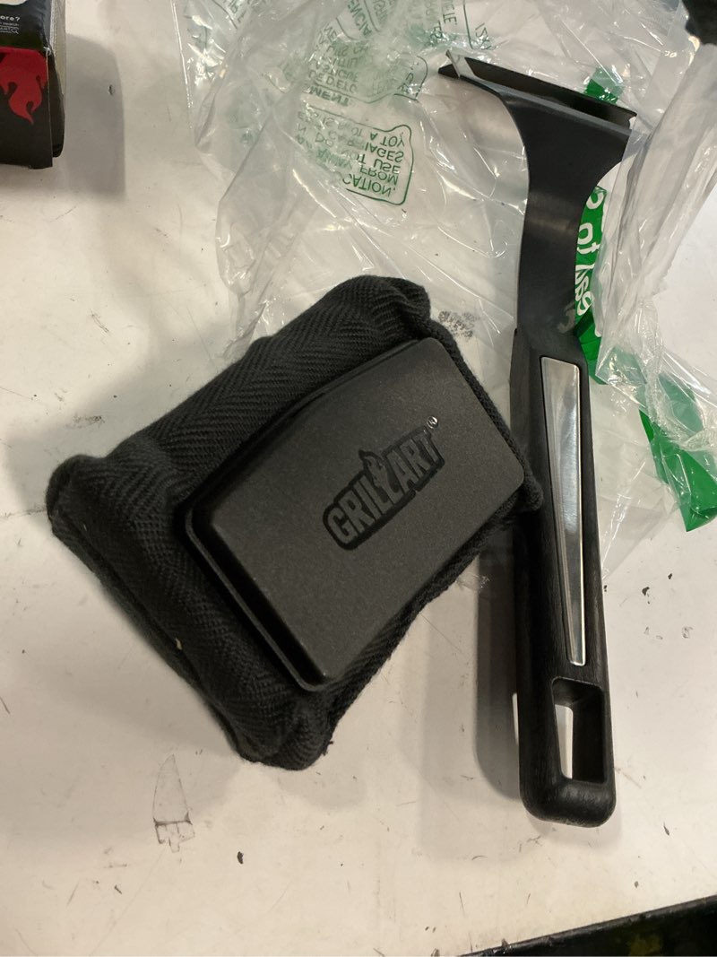 Condition photo showing As Is for grillart grill brush bristle free. steamwizards bbq replaceable cleaning head, seamless-fit scraper tools for cast iron/stainless-steel grates griddle, safe barbecue grill cleaner brush-dark black dark night