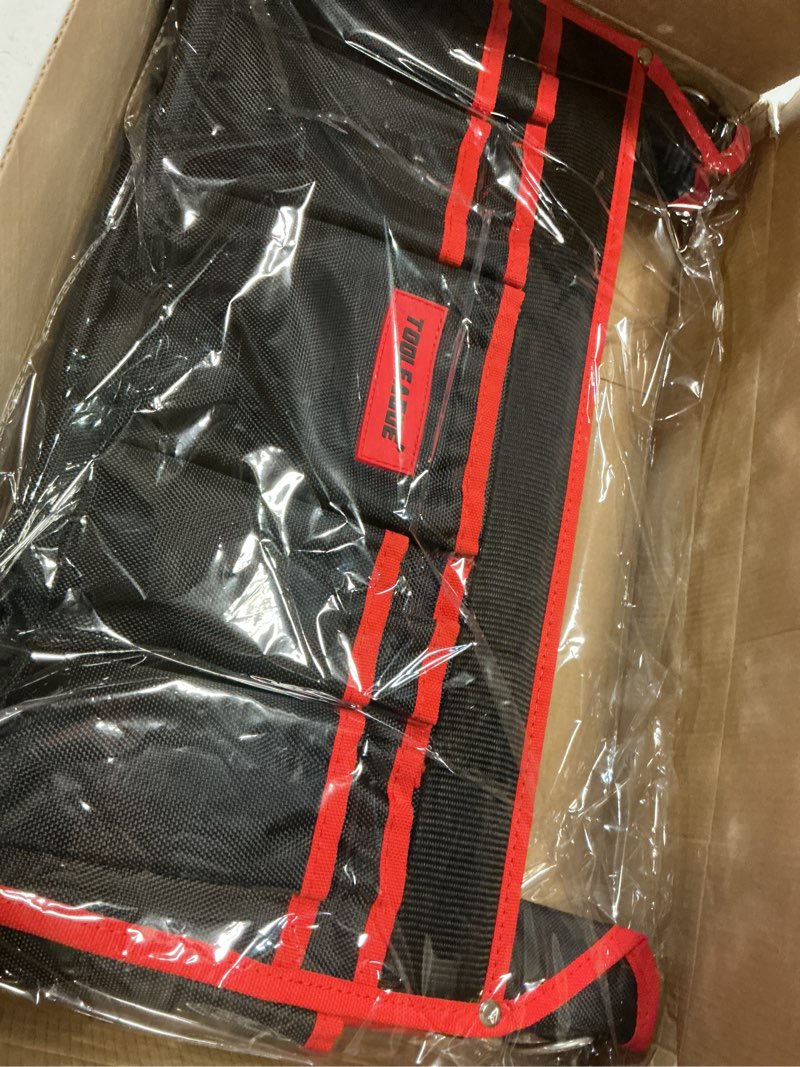Condition photo showing New/Like New for tooleague 19 inches heavy duty tool bag 25 pockets, 1680d fabric tool bags with strong molded base, multi-pocket tool organizer with adjustable shoulder strap 19 inches(open top)