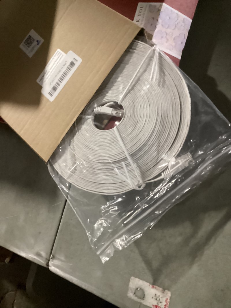 Condition photo showing New/Like New for Jadaol Cat 6 Ethernet Cable 50 ft, 10Gbps Support Cat8 Cat7 Network, Flat RJ45 LAN Patch Cable, High-Speed Wired Internet Cable for Router, Modem, Switch, Gaming Consoles, PC, Streaming Devices, White 50ft Flat White