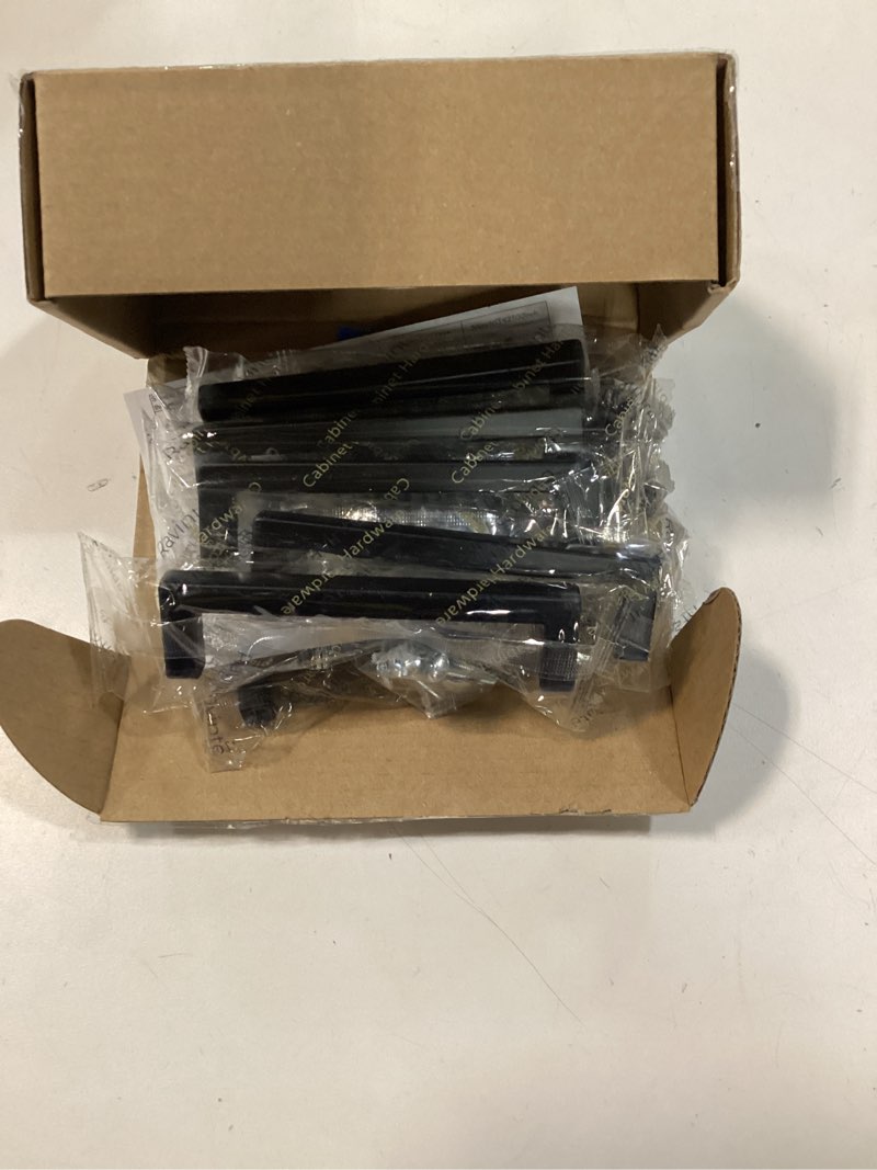 Condition photo showing New/Like New for Ravinte 10 Pack Solid 3-3/4 Inch Center to Center Slim Square Bar Drawer Handles Kitchen Cabinet Handles Black Drawer Pulls Kitchen Cabinet Hardware Kitchen Handles Matte Black Cabinet Pulls 10 Flat Black 3-3/4'' Hole Center