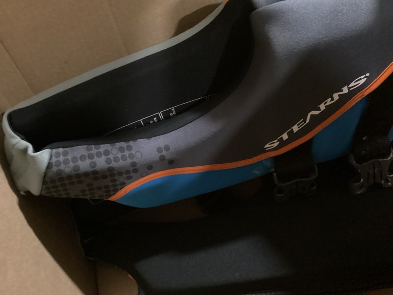 Condition photo showing As Is for Stearns Kids Hydroprene Life Vest, USCG Approved Type III Life Vest for Kids Weighing 50-90lbs, Great for Pool, Beach, Boat, & More Blue