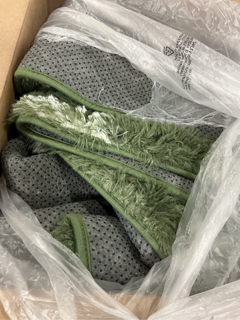 Condition photo showing As Is for DweIke Fluffy Dark Green Rugs for Bedroom Living Room, 5x8 Large Soft Plush Shaggy Tie-Dyed Forest Moss Green Girls Boys Kids Rug, Non-Slip and Machine Washable Carpet for Dorm Nursery Decor 5' x 8' (Rectangular) Dark-green
