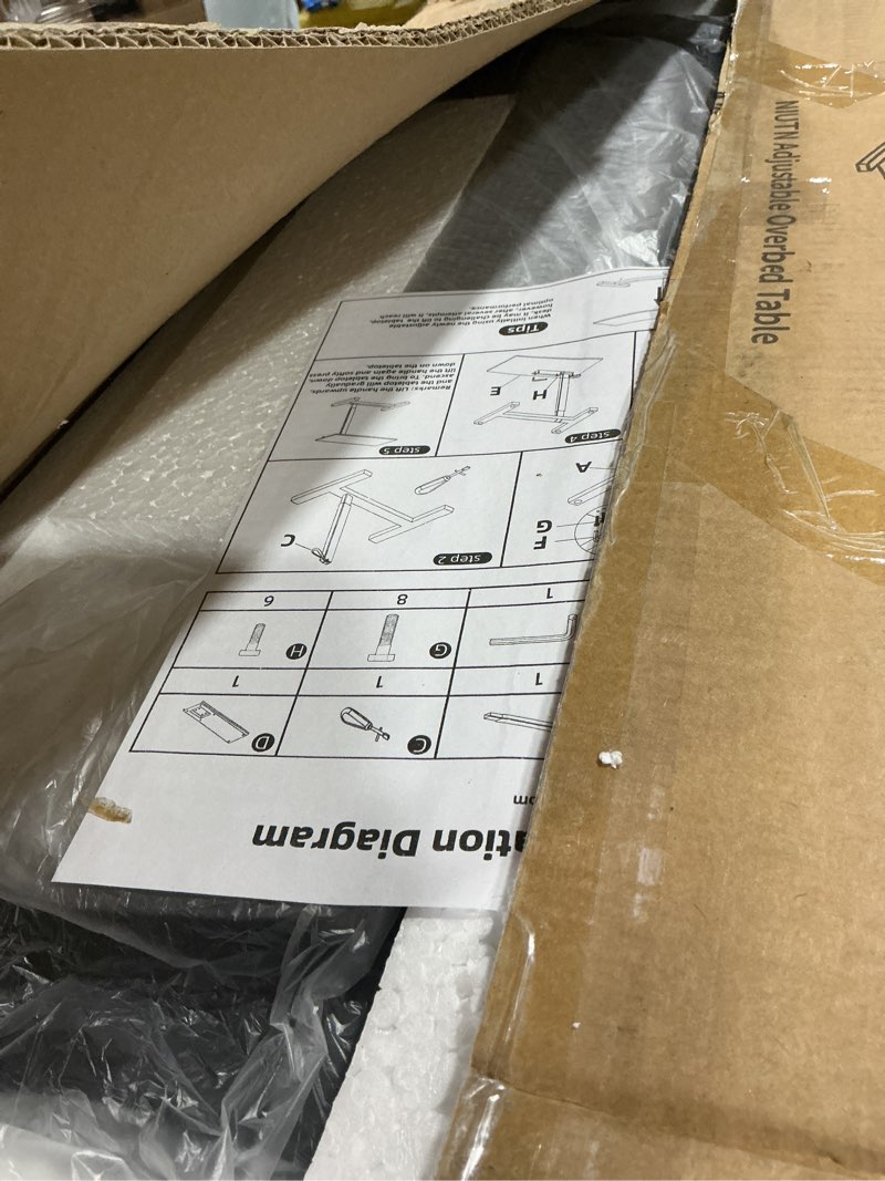 Condition photo showing Good Condition for overbed bedside table with wheels, adjustable hospital over bed table, rolling laptop table, medical bed side table,black