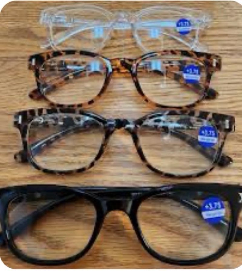 Ober the counter reading glasses with 3.75 magnification and blue light filter (similar to stock photo)
