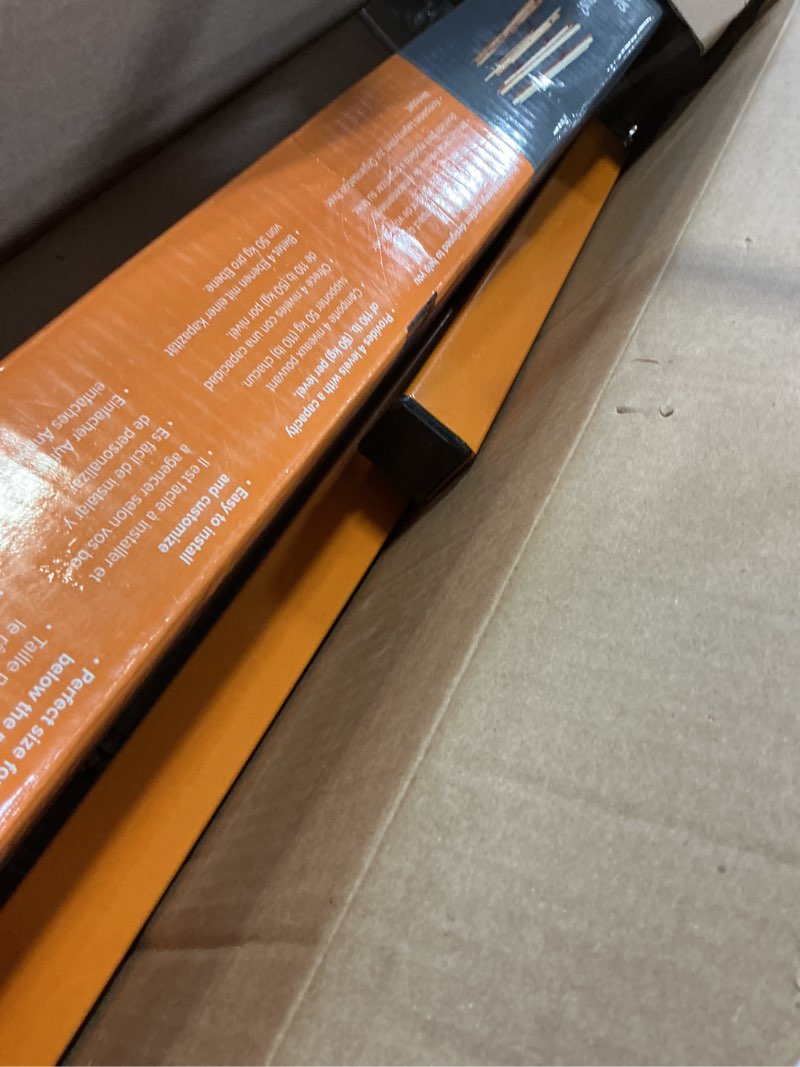 Condition photo showing Good Condition for bora wood storage rack wall mount - heavy duty lumber storage rack system for garage organization - 4-level workshop organizer for lumber, pipes & tools - 440lb capacity orange & grey pbr-0410 orange and gray 4-level organizer