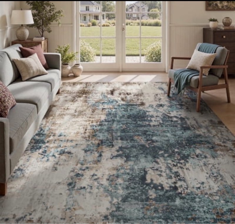 vunate 9 x12  area rugs for living room washable rugs modern abstract distressed indoor rug carpet soft fluffy large area rugs for bedroom dining room office foldable nonslip rug teal
