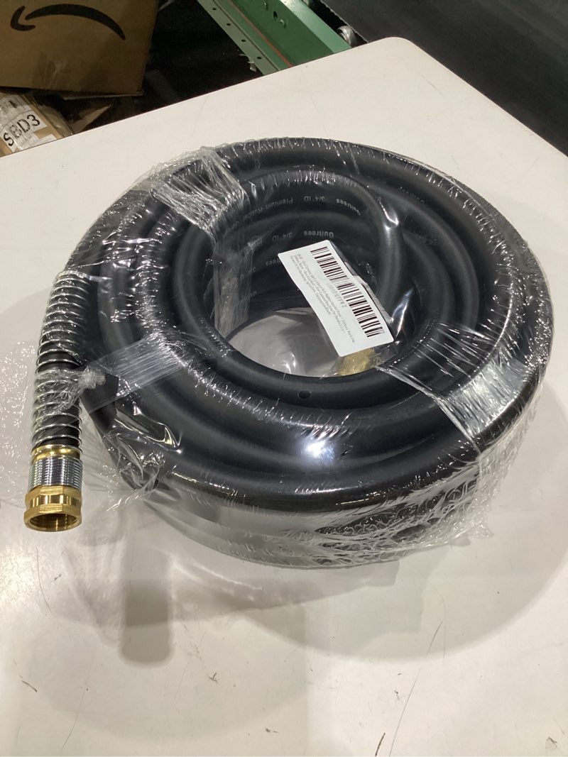 Condition photo showing New/Like New for guitrees 50ft 3/4 heavy duty rubber garden hose - 300psi working, 1000psi burst - hot/cold water - five-layered braiding for durability - versatile for gardening, agriculture, construction(black) 3/4 50ft male to female black