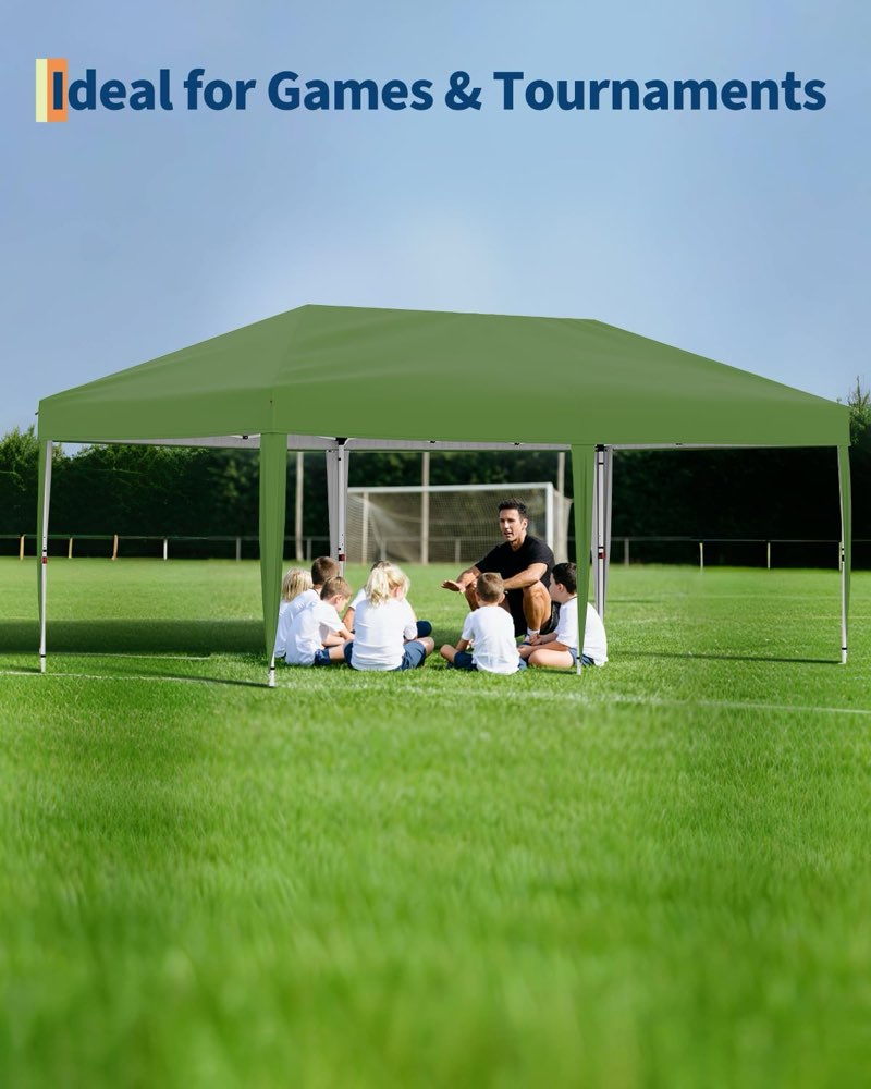 10x20 Pop Up Canopy, PeakPursuit Party Tent Outdoor Canopy with 6 Removable Sidewalls,Easy Set-up Co