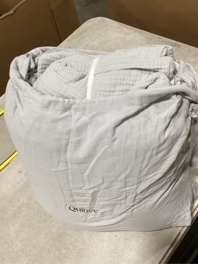 quince organic cotton gauze duvet cover size king, dried sage color