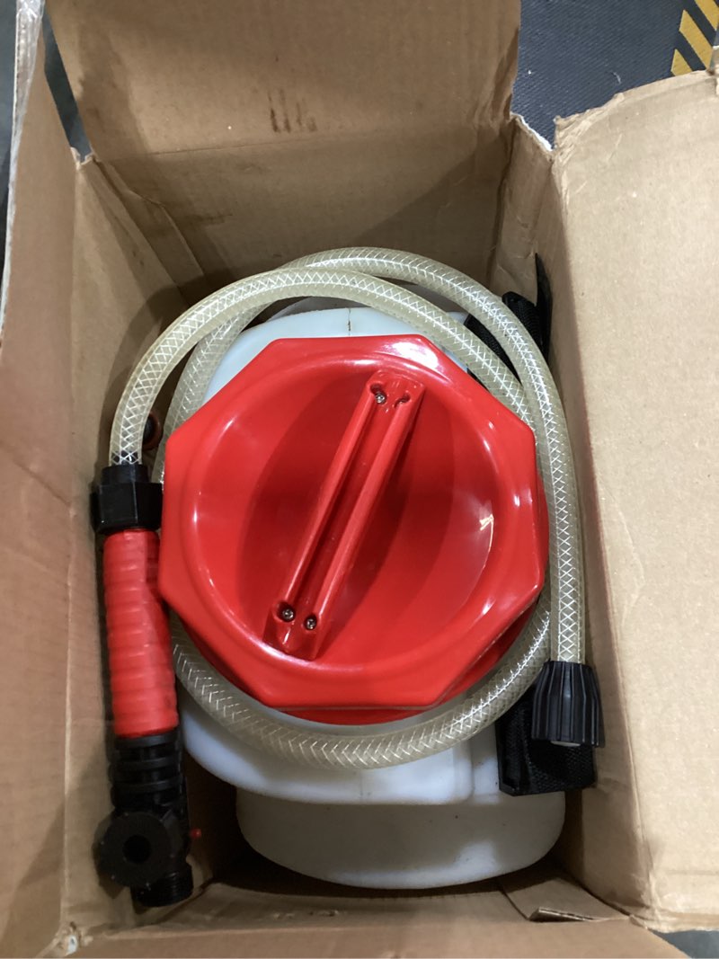 Condition photo showing As Is for chapin 4-gallon battery backpack sprayer, up to 2 hours runtime | chemical-resistant poly tank and seals; anti-clog filtration, padded straps and reinforced hose for extended spraying 4 gal