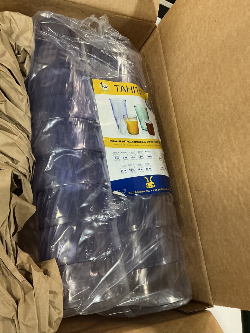 Condition photo showing New/Like New for g.e.t. 2232-1-bl tahiti shatterproof bpa-free plastic tumblers, 32 ounce, blue (set of 12) set of 12 32 ounce blue