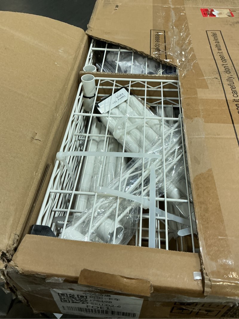 Condition photo showing New/Like New for E10L L-Shaped Clothes Rack for Corner?With Expandable Hanger Rod?Heavy Duty Freestanding Clothing Racks for Hanging Clothes?Portable Garment Rack 58-82"W x 30"D x 72"H?Max Load 900LBS, White