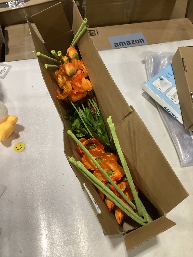 Condition photo showing Good Condition for ATFL Orange Poppy Flowers Artificial for Wedding Decorations,12 Pcs Fake Faux Silk Poppies Bulk for Home Decor Table Centerpieces Floral Arrangement(23.5‘’, Orange) Orange 12