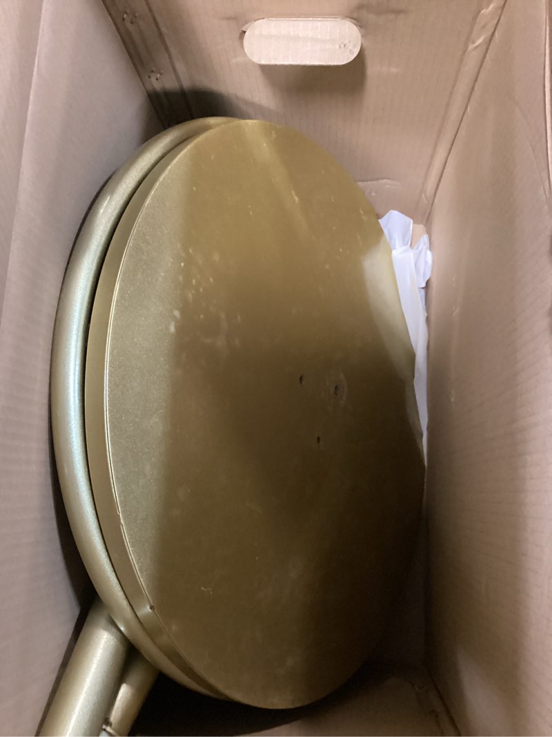 Condition photo showing As Is for Round Garment Rack, Floor Standing Rotatable Clothing Rack, Portable Retail Display stand for Hanging Clothes Bedrooms Boutiques Commercial Shop Laundry Room 155X55CM Gold