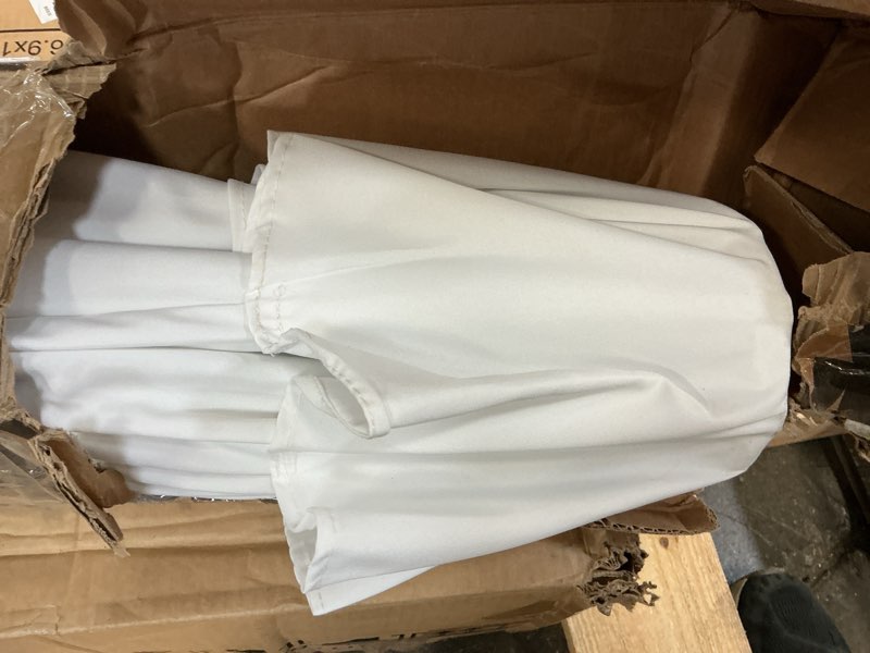 Condition photo showing Good Condition for jonathan y umb1000d baiona 9 ft. classic midcentury market patio umbrella with uv protection, auto-tilt, crank and wind vent in white/green