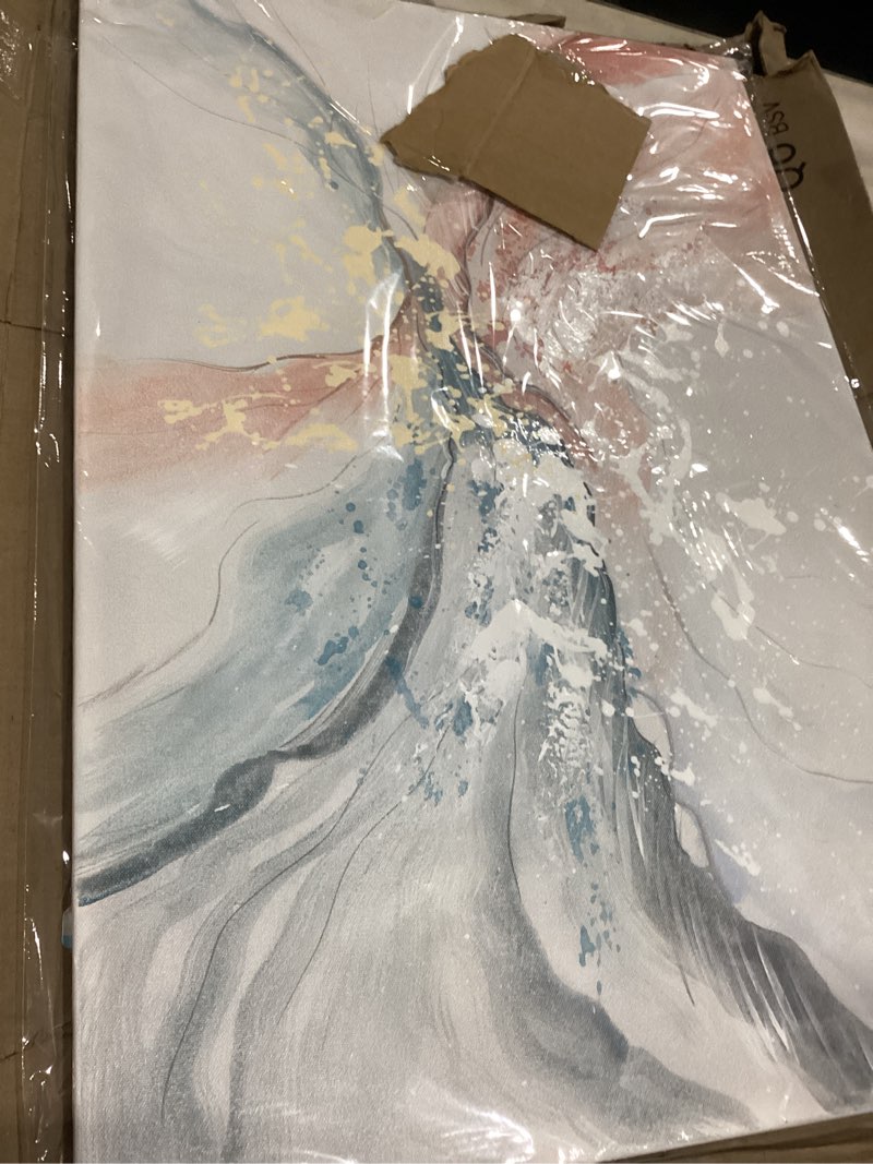 Condition photo showing Good Condition for pink abstract wall art large marble canvas pictures blush grey water flow shapes trendy paintings modern framed artwork for kitchen bedroom living dining room office wall decor 36"x24"