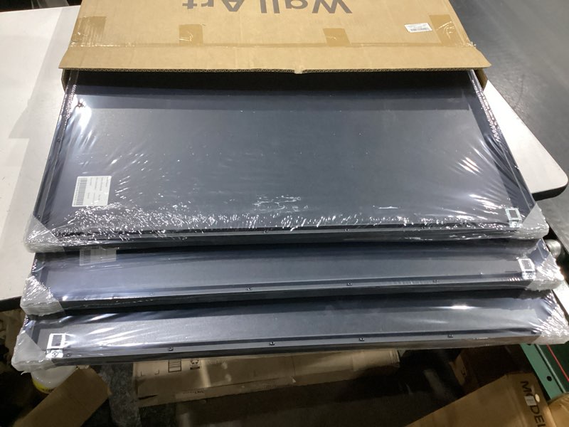 Condition photo showing New/Like New for large framed boho neutral abstract wall art, 3 piece modern art prints paintings artwork for walls, minimalist black white brown geometric pictures for living room, dining room, bedroom wall decor 20" w x 30" h x 3pcs boundless lines?plexiglass?