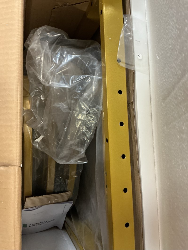 Condition photo showing Good Condition for DWVO Modern Dining Table for 4 People 47 Inch Rectangular Kitchen Table with White Tabletop and Gold Geometric Legs Small Dinner Table Kitchen & Dining Room Furniture White & Gold White Gold 47 Inch