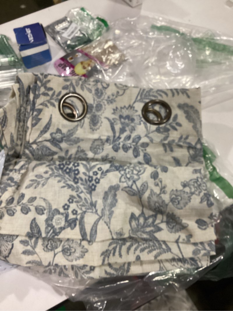 Condition photo showing Good Condition for vangao blue floral linen curtains for living room 84 inches long farmhouse curtains for bedroom vintage print on beige light filtering window drapes grommet top 2 panels 50"w x 84"l (pack of 2) floral | blue