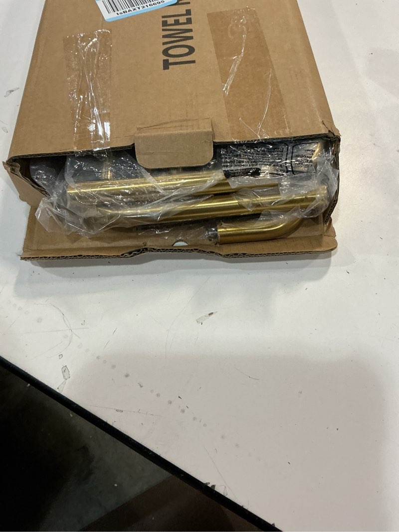 Condition photo showing Good Condition for Towel Rack for Bathroom, DEWVIE 23 Inch Tower Holder with Tower Bars, SUS 304 Stainless Steel Lavatory Bath Towel Shelf Towel Hanger Wall Mount, 3-Tier (Brushed Gold) Brushed Gold 23 Inch 3 Tier