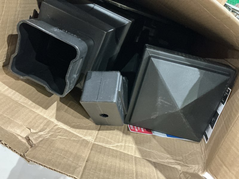 Condition photo showing As Is for step2 atherton extra large mailbox & post, weather resistant, large outdoor mailboxes, made of durable plastic, easy to install, flag included, onyx black mail post & xl mailbox onyx black mail post and onyx black xl mailbox