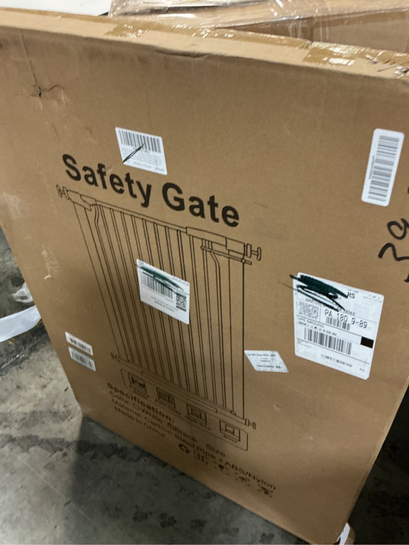 Condition photo showing New/Like New for 40.55" Extra Tall Baby Gate for Stairs-29.6"-40.5" Wide 1.37" Ultra Narrow Spacing Extra Wide Pet Cat Gate Dog Gate-Auto-Close Pressure Mounted Dog Door for Pets and Kids,Black(29.6"-40.5") 29.6"-40.5" Black
