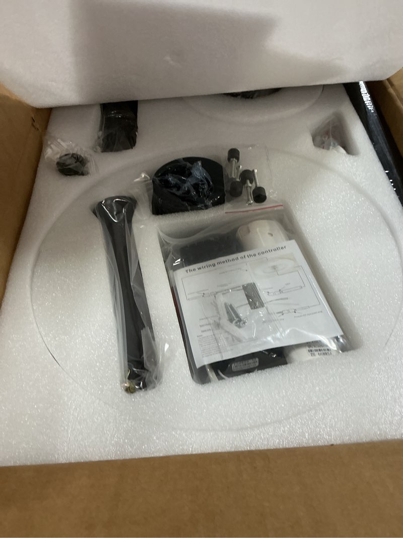 Condition photo showing New/Like New for 52" chandelier fan black modern ceiling fan with lights dc motor reversible indoor ceiling fan for bedroom, living room 52 inch black