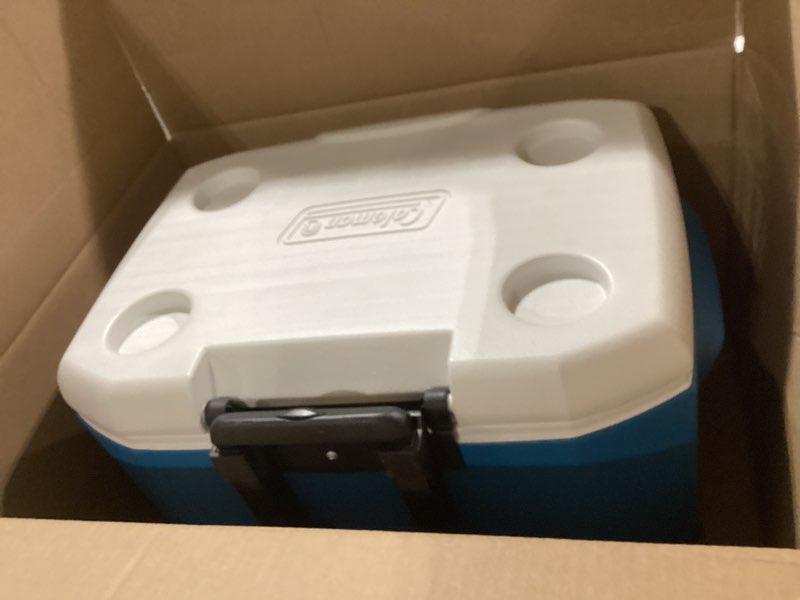 Condition photo showing Good Condition for coleman chiller series 60qt wheeled portable cooler insulated hard cooler with ice retention & heavy-duty wheels & handle great for camping tailgating beach picnic groceries boating & more