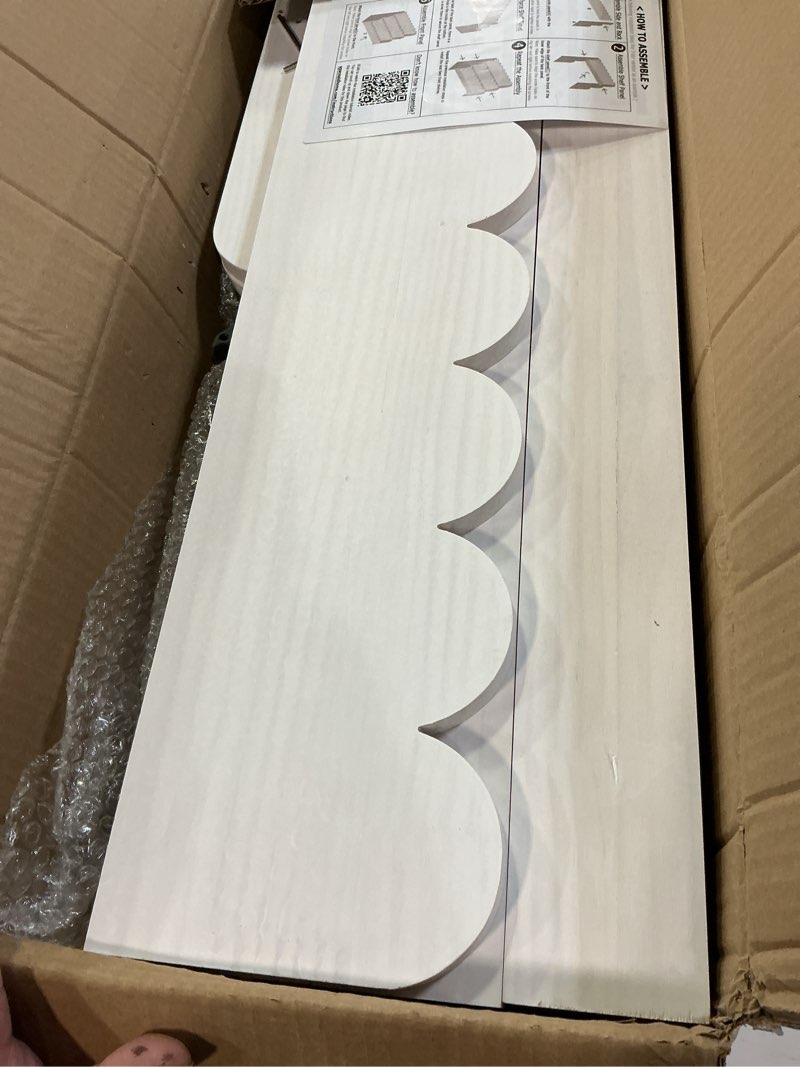 Condition photo showing Good Condition for spaceaid 3-tier scalloped bookshelf, montessori bookcase for toddlers, wooden book shelf organizer display furniture for kids rooms, playroom, nursery and classroom, white 3 tier, 29.6" w white