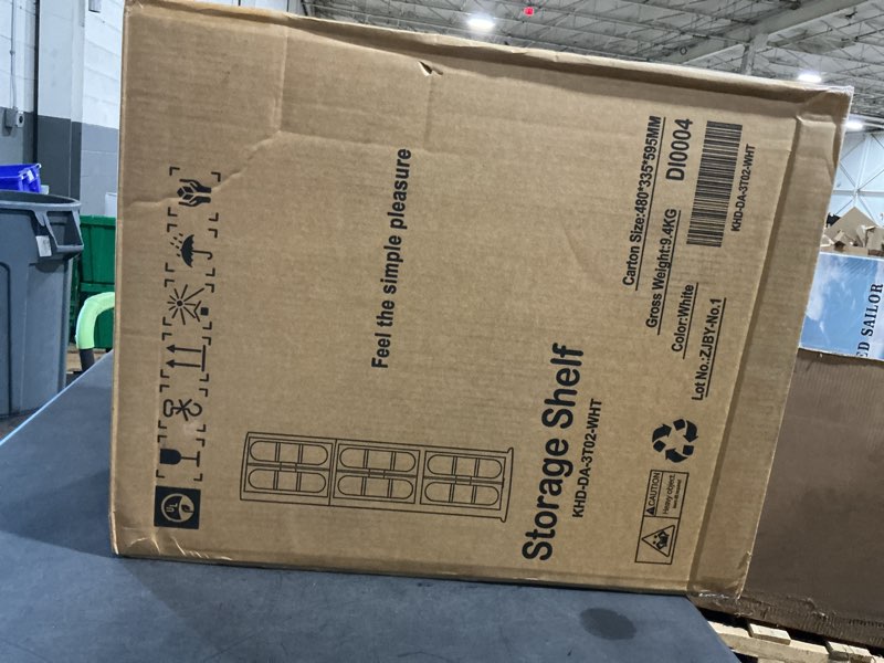 Condition photo showing New/Like New for white homcom 3-door storage cabinet, model khd-da-3t02-wht