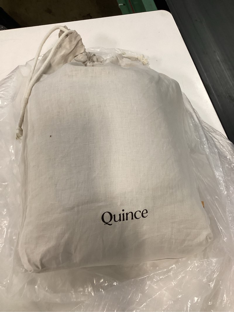 Condition photo showing As Is for european linen deluxe bedding bundle, queen, sand