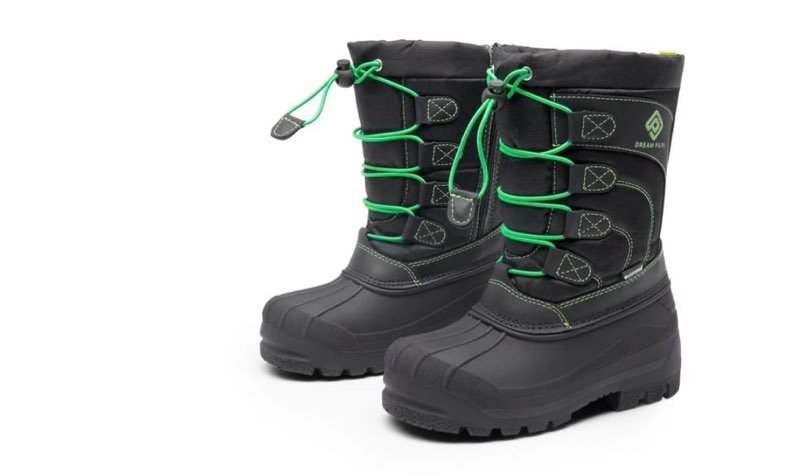 DREAM PAIRS Kids Boys & Girls Knee High Waterproof Insulation Non-Slip Outdoor Winter Snow Boots KNORTH BLACK/NEON/GREEN Size 4 Little Kid