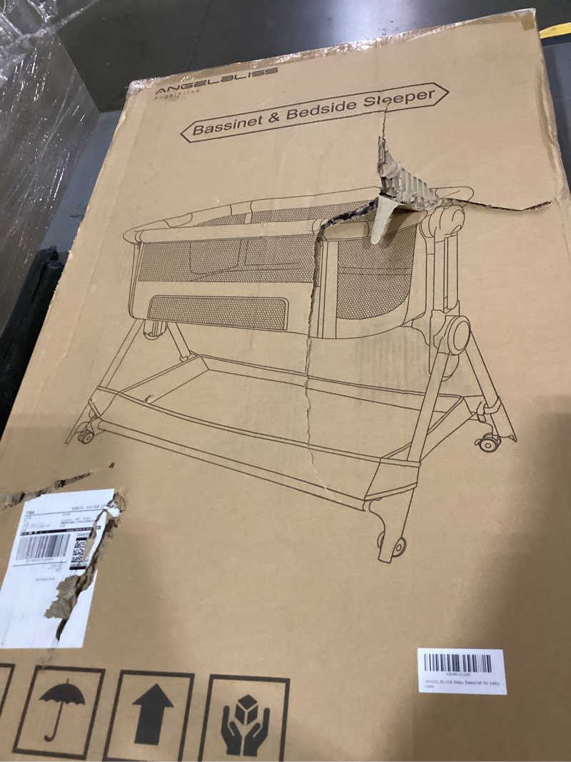 Condition photo showing New/Like New for angelbliss baby bassinet, 3-in-1 bedside bassinet for baby, one-touch foldable baby crib for newborn with full-mesh sides & adjustable height, mattress & storage bag | foldable bassinet, travel bassinet, incline bassinet, adjustable height, bedside bassinet, full-mesh sides