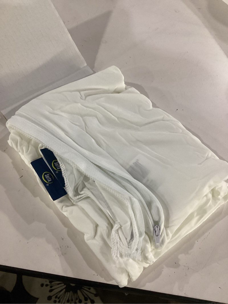 Condition photo showing Good Condition for serta power chill cooling pillow protectors, stain resistant and zippered pillow protector, protects pillow from dust and dirt (2 pack), standard/queen, white queen white