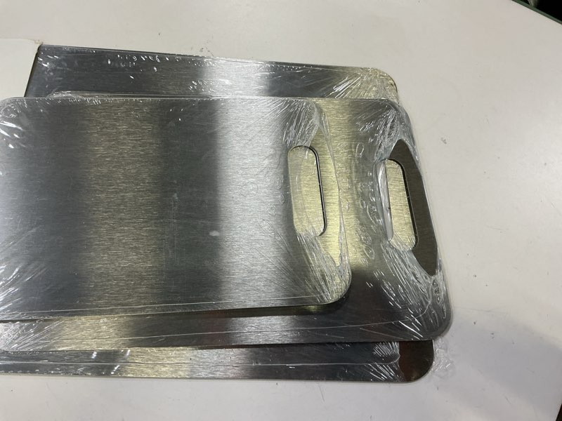 Condition photo showing New/Like New for 3Pcs Titanium Cutting Boards For Kitchen, 100% Pure Cut Titanium Cutting Board, Food Grade Quality, Double-sided non-toxic, Easy To Clean, Dishwasher Safe And Will Not Absorb Odors (12L*9W)+(14L*10W)+(18L*12W)