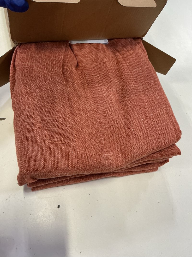 Condition photo showing Good Condition for lamit light filtering linen curtains 54 inches long for bedroom, linen textured semi sheer back tab and rod pocket terracotta boho drapes for living room, 2 panels, 52 x 54 inch 52"w x 54"l (pack of 2) terracotta