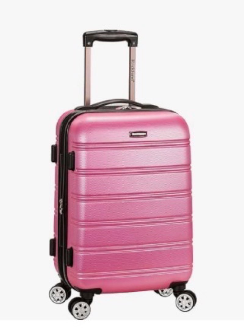 rockland london hardside spinner wheel luggage, mint, pink 
